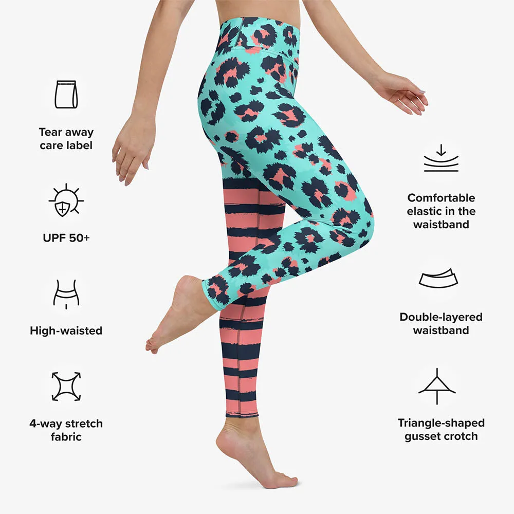 Animal Printed Leggings "BeePard" Turquoise/Pink