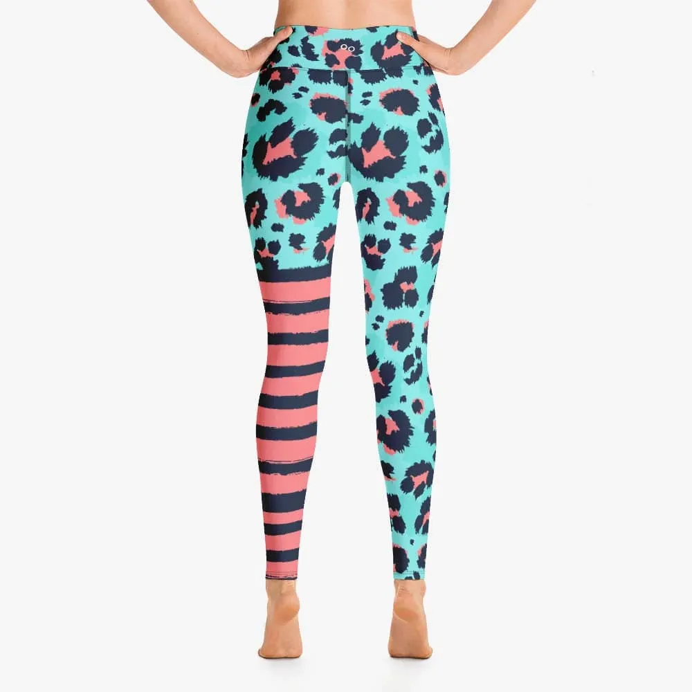 Animal Printed Leggings "BeePard" Turquoise/Pink
