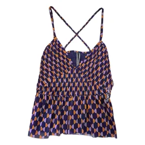 Anthropologie Cropped Top Flowy Blue Orange Size S