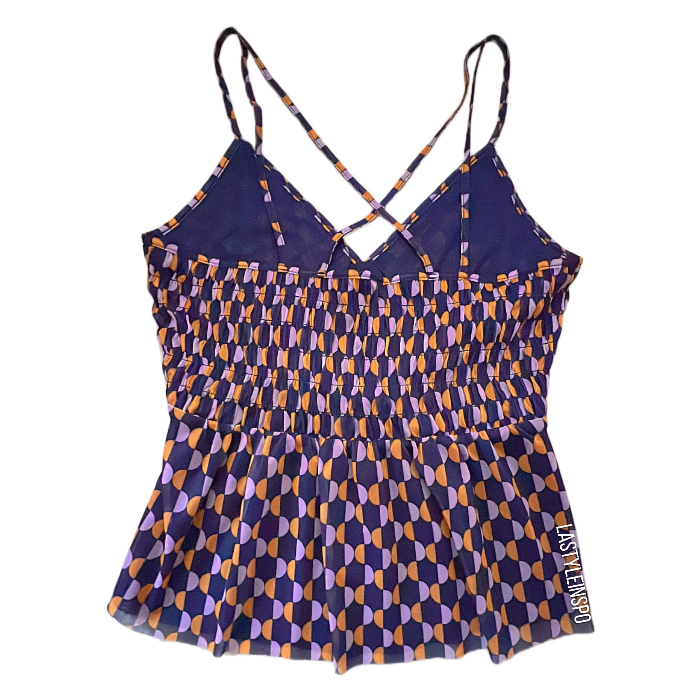 Anthropologie Cropped Top Flowy Blue Orange Size S