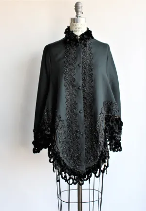 Antique 1800s Victorian Black Wool Cape