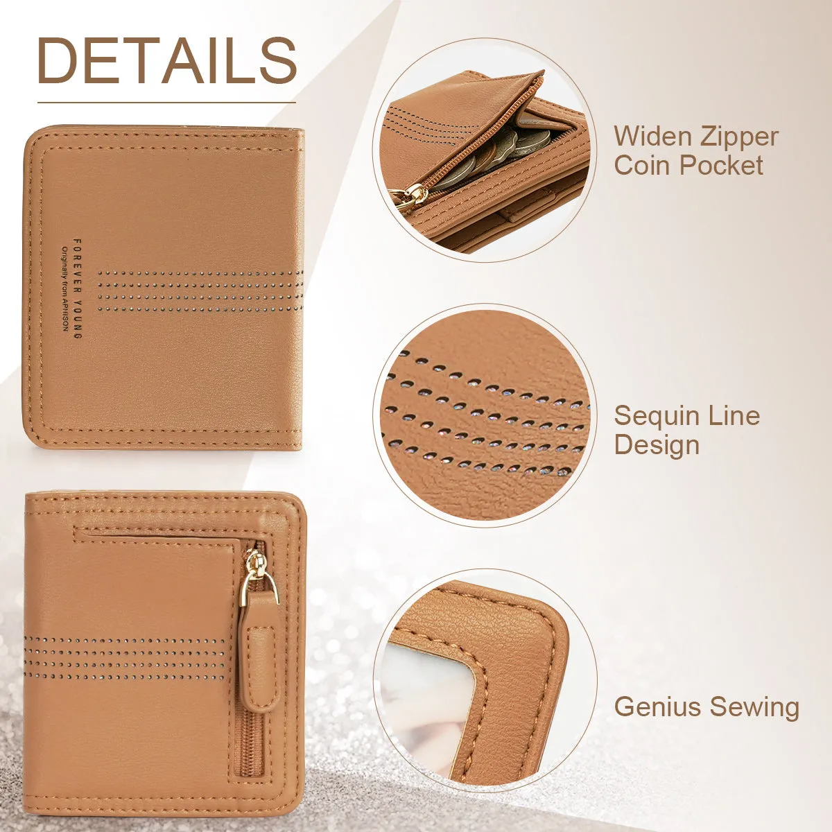 APHISON Slim RFID Small Womens Wallet - 125 Brown