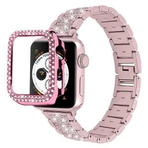 Apple Watch (45mm) 3 bead rhinestone décor watch strap with cover - Rose Pink