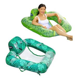 Aqua Leisure Zero Gravity Swimming Pool Lounge Chair Float, Green   Teal Fern