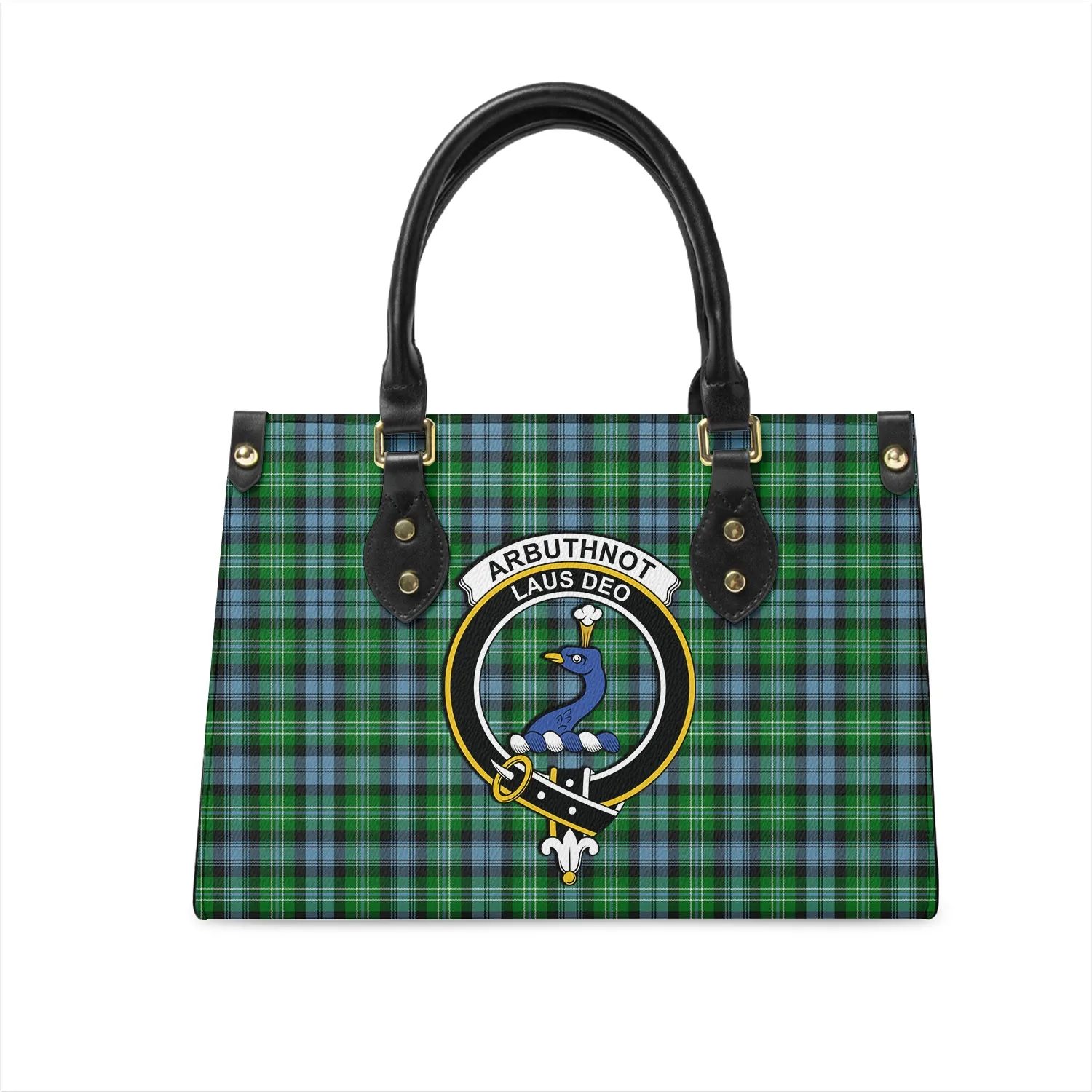 Arbuthnot Ancient Tartan Leather Bag with Family Crest