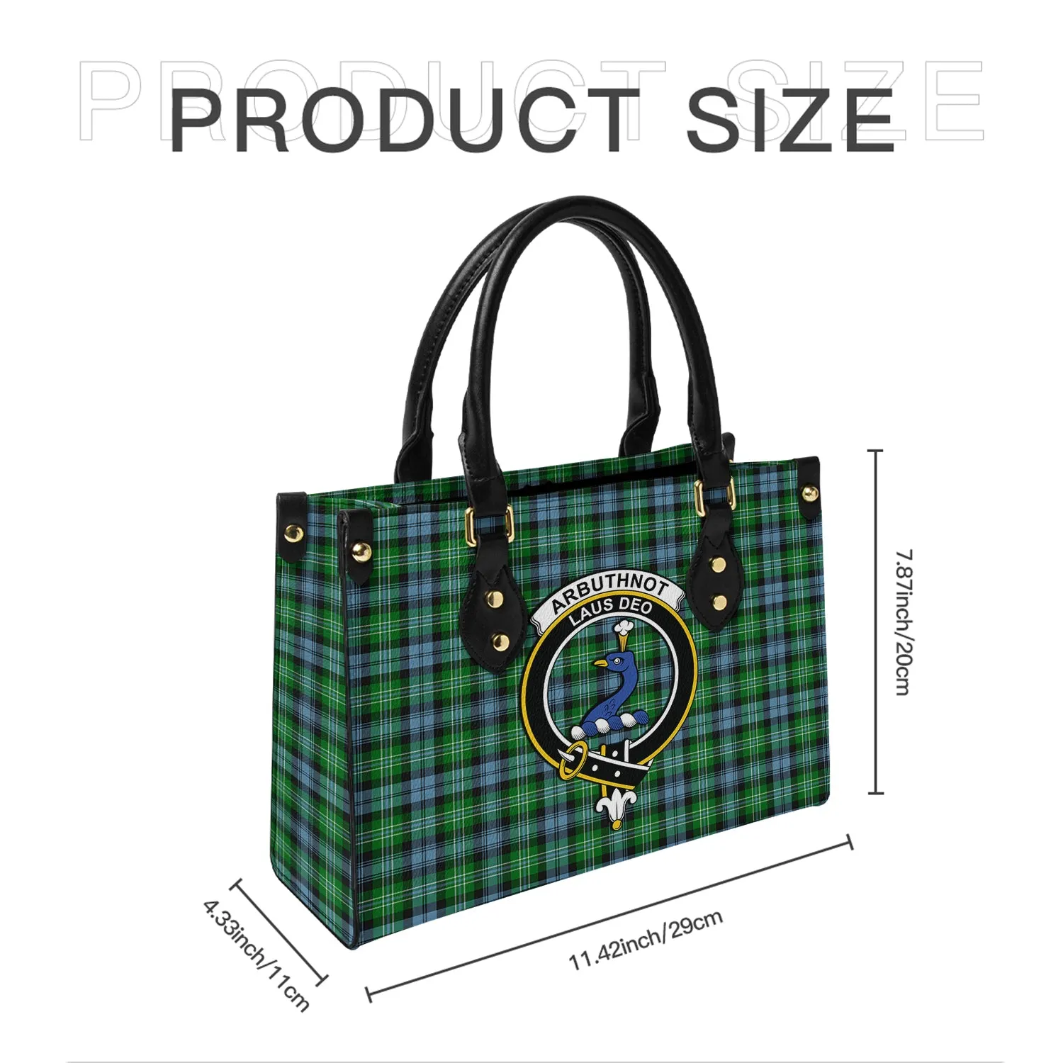 Arbuthnot Ancient Tartan Leather Bag with Family Crest