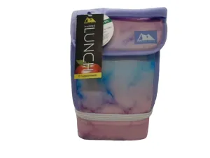 Arctic Zone Insulated Dual-Compartment Lunch Bag - Marble Pink Blue