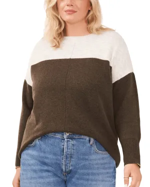 Aria Colorblock Cozy Sweater | DARK OLIVE