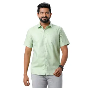 ARISER Hampton Olive Green Color Cotton Rich Blend Half Sleeve Solid Slim Fit Formal Shirt for Men