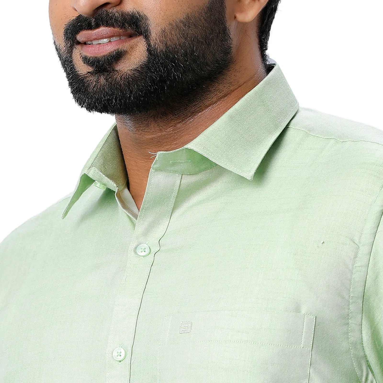ARISER Hampton Olive Green Color Cotton Rich Blend Half Sleeve Solid Slim Fit Formal Shirt for Men