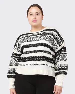 Arleth Herringbone Stripe Sweater | Black / White