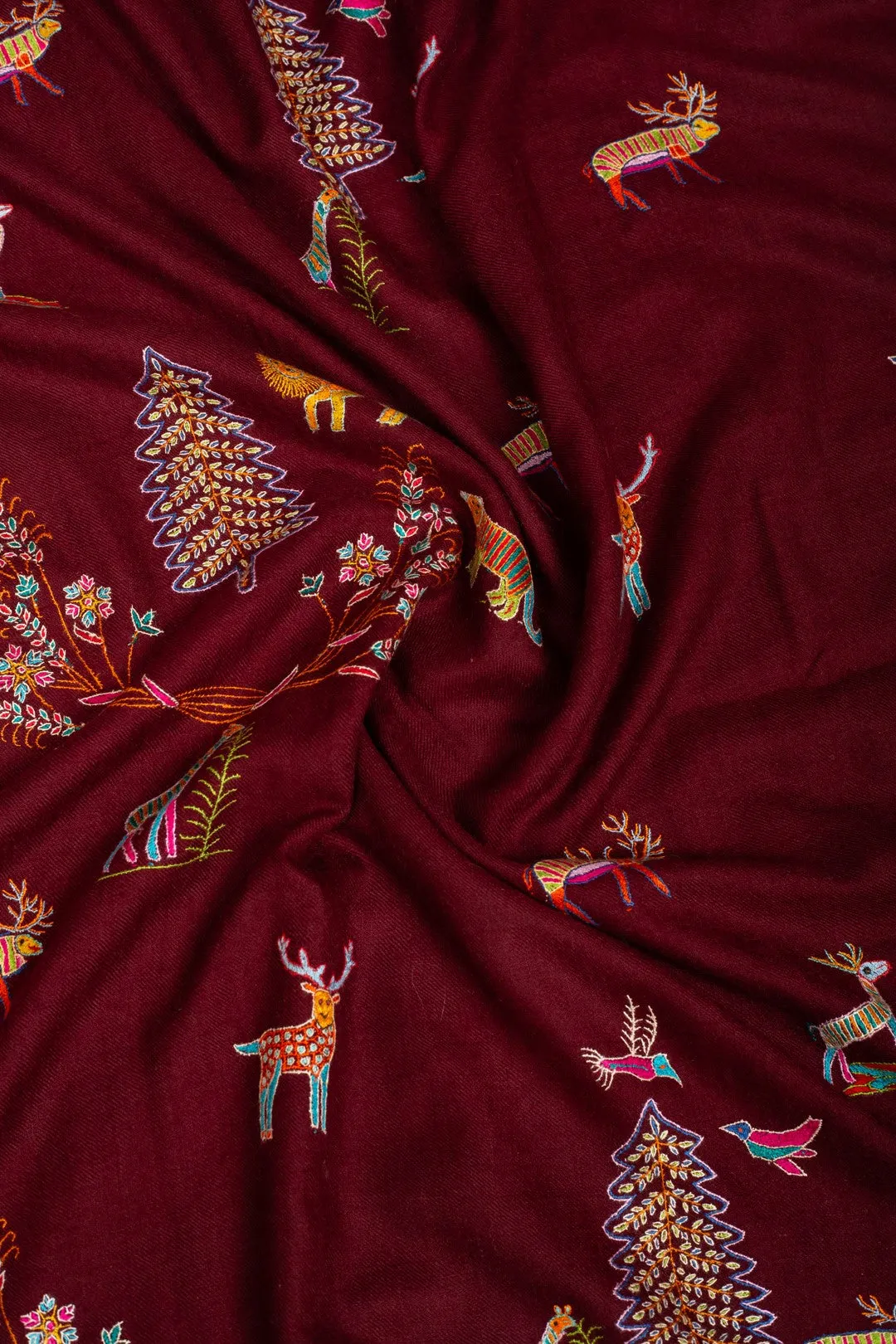 Arwa Rosewood Maroon Butidar Pashmina Shawl