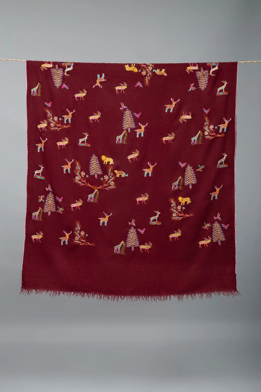 Arwa Rosewood Maroon Butidar Pashmina Shawl