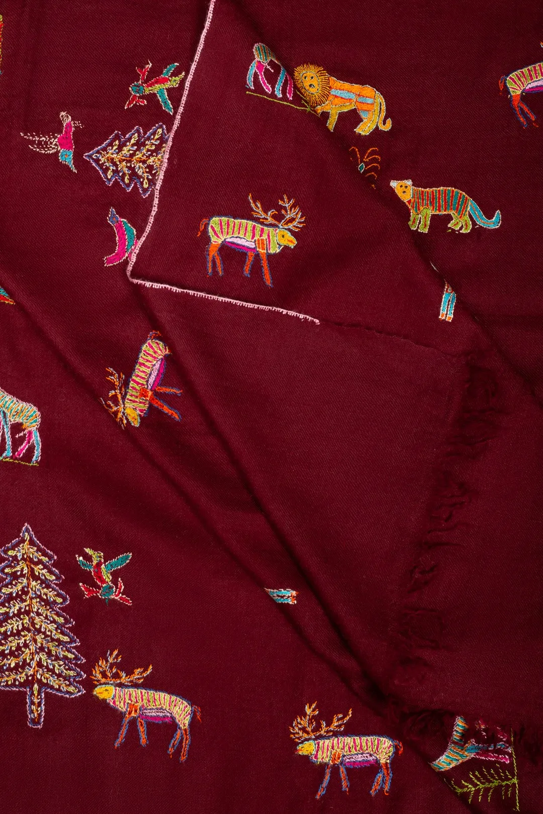 Arwa Rosewood Maroon Butidar Pashmina Shawl