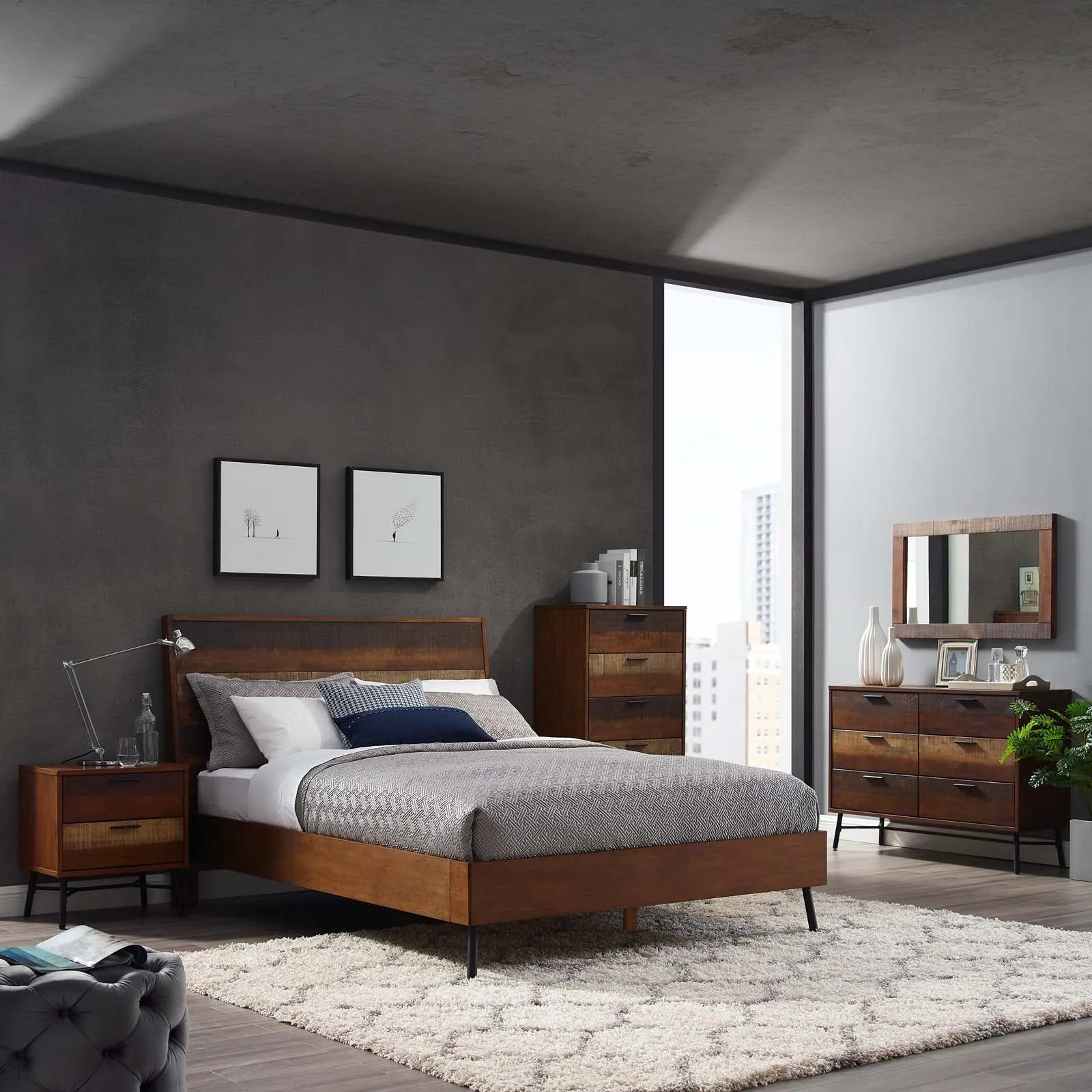 Arwen Rustic Wood Bed