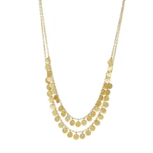 Ashiana JNI00902 Two Row Beaten Coins Necklace in Gold