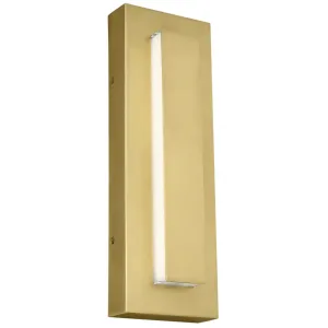 Aspen 15 In. LED Outdoor Wall Sconce with Surge Protection Natural Brass Finish