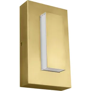 Aspen 8 In. LED Outdoor Wall Sconce Natural Brass Finish
