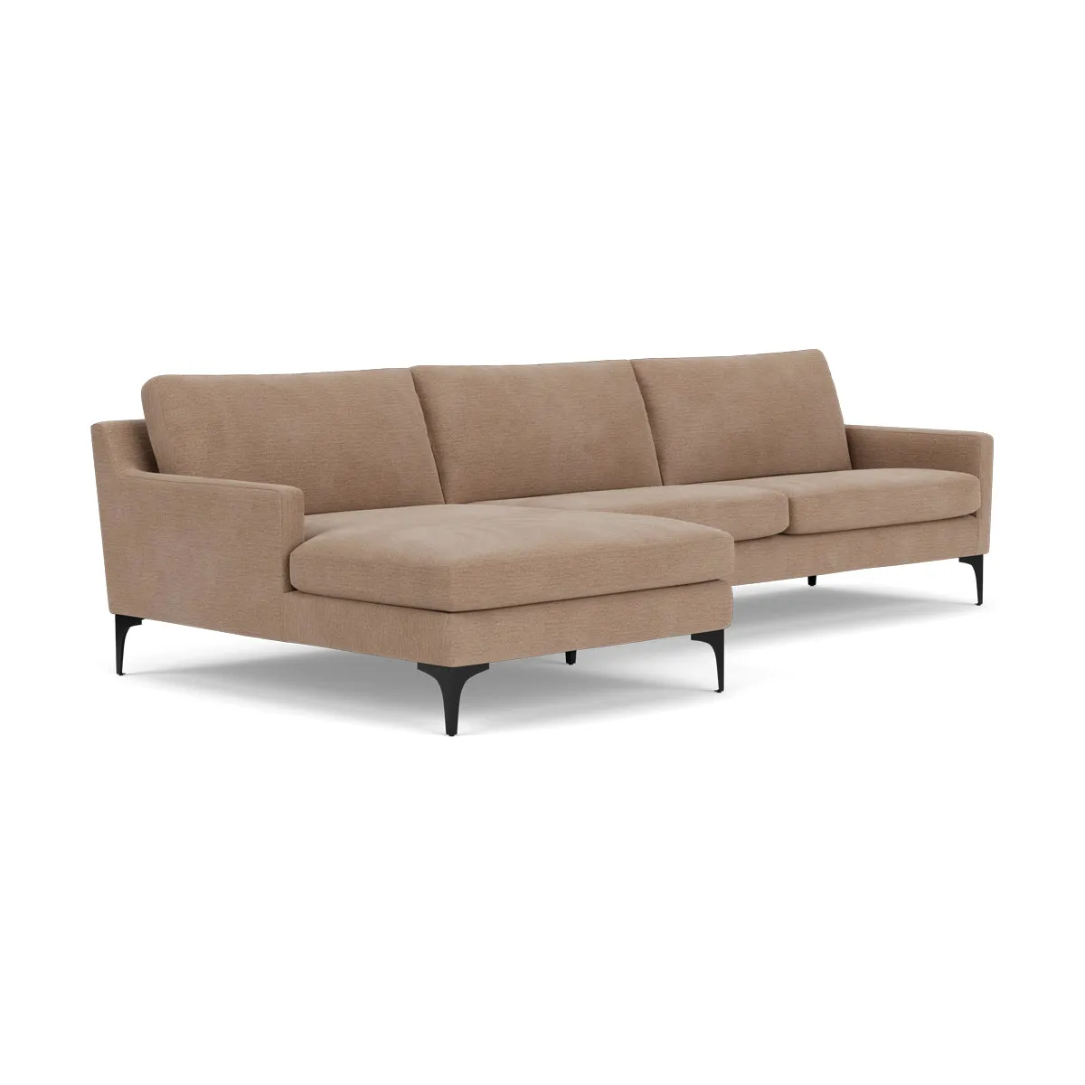 Astha Fabric Left Chaise Sofa (Black Metal, Caramel)