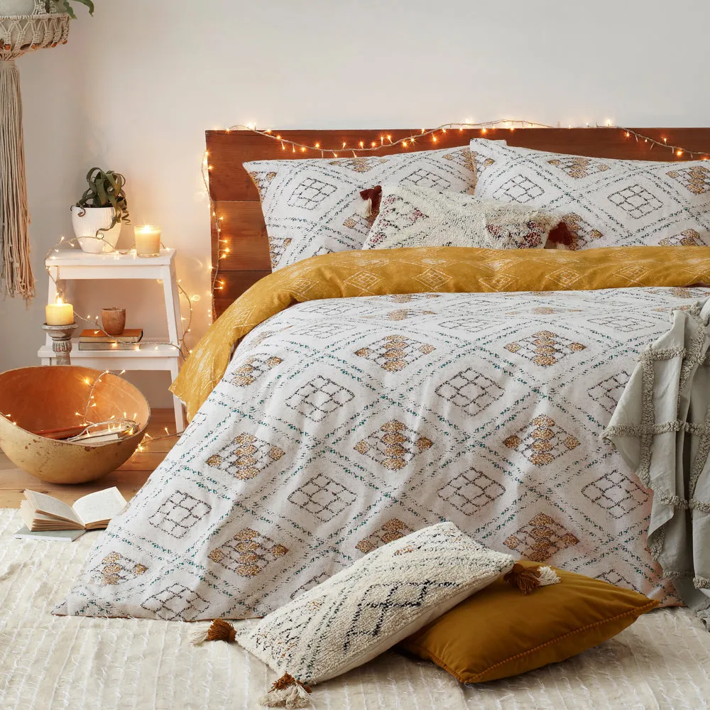 Atlas Global Inspired 100% Cotton Duvet Cover Set Ochre