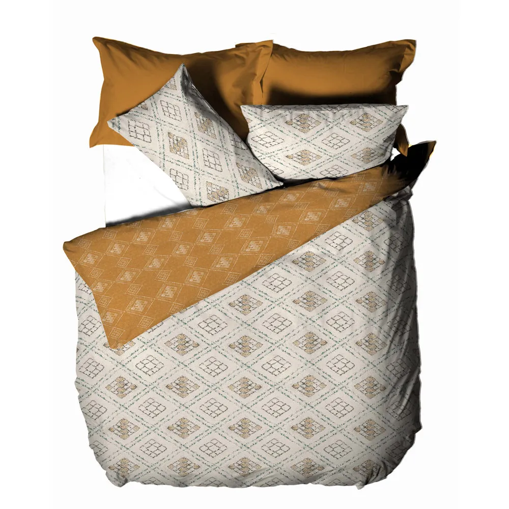Atlas Global Inspired 100% Cotton Duvet Cover Set Ochre