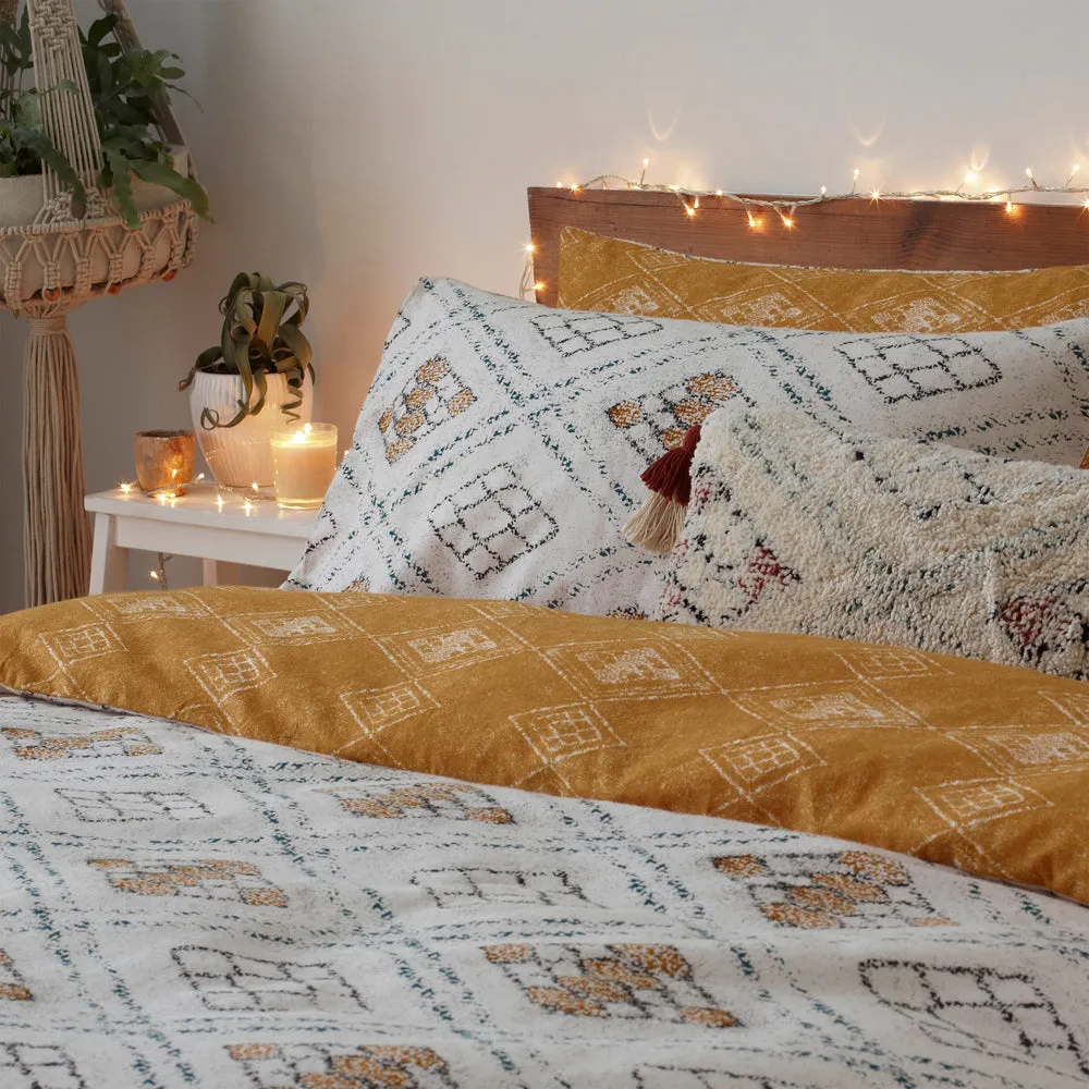 Atlas Global Inspired 100% Cotton Duvet Cover Set Ochre