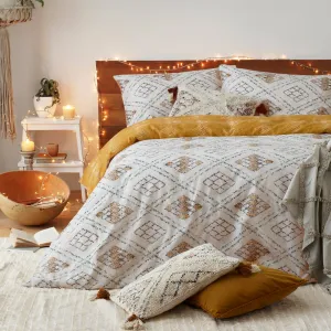 Atlas Global Inspired 100% Cotton Duvet Cover Set Ochre