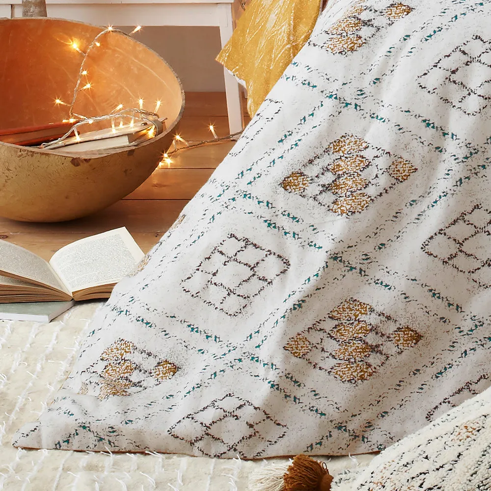 Atlas Global Inspired 100% Cotton Duvet Cover Set Ochre