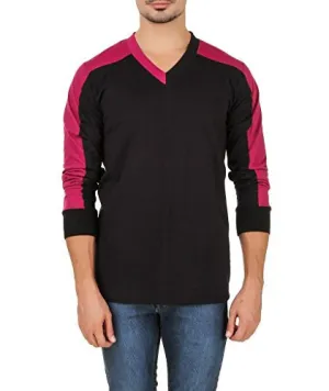 Aurelio Marco Stylish Designed Black Bergundy V Neck Men T Shirt
