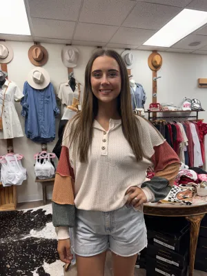Autumn Day Waffle Knit Top
