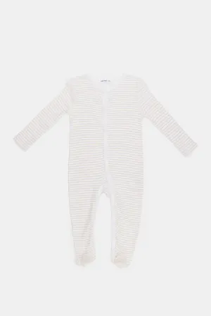 Babies White Striped Sleepsuit