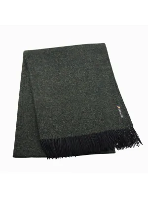 Baby Alpaca Geometric Throw Blanket in Black & Forest Green