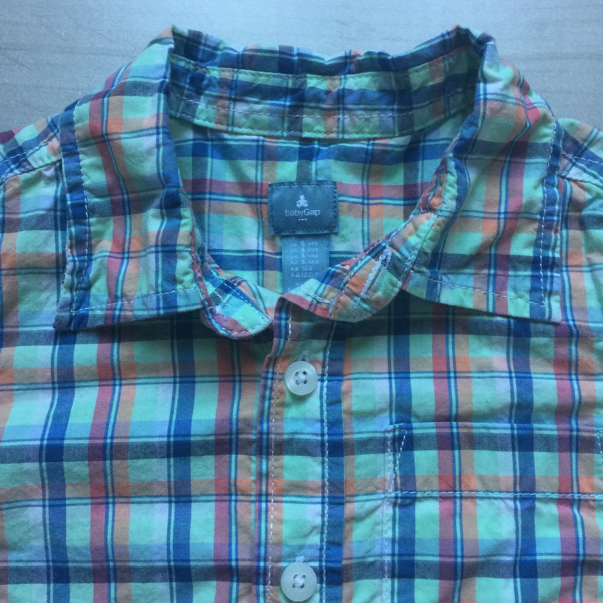 Baby Gap Green Plaid Short Sleeve Button Down Shirt