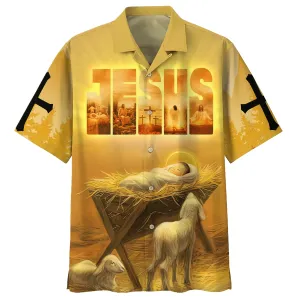 Baby Jesus In A Manger Hawaiian Shirts - Christian Hawaiian Shirt - Jesus Hawaiian Shirts