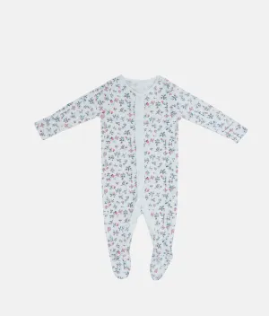 Baby Sleep Suits - White Pink Floral