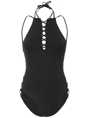 Balenciaga   Logo printed lycra one piece swimsuit 