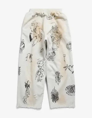 Balenciaga Off White Tat Baggy Sweat Pants