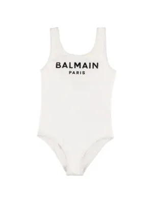 Balmain   Logo print Lycra one piece swimsuit 