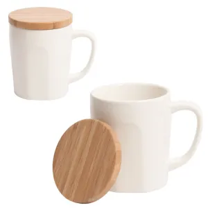 Bamboo Chic Mug with Bamboo Lid - White / Brown