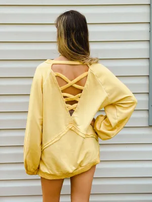 Banana Mousse Criss-Cross Back French Terry Sweatshirt