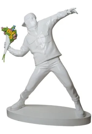 Banksy Brandalism Flower Bomber 3ft Figure White