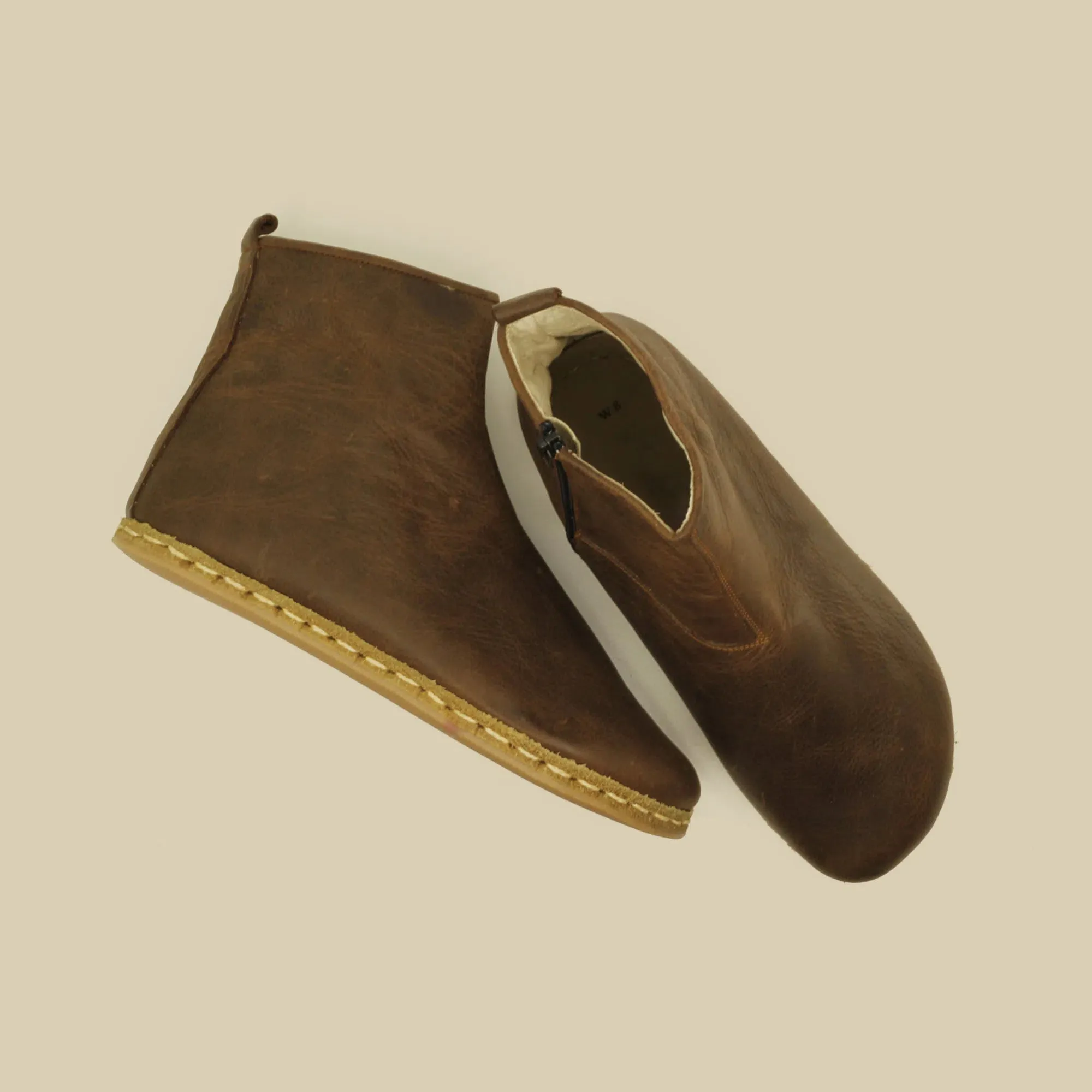 Barefoot Boots for Men with Zipper Crazy Classic Brown