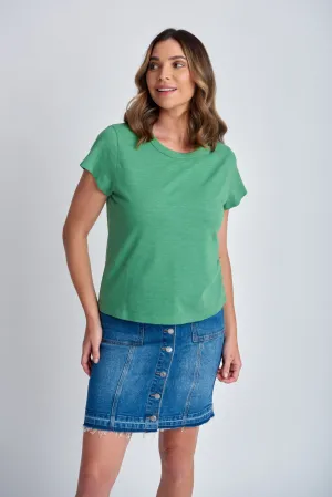 Basic Cotton Crew Neck Tee Palm Green
