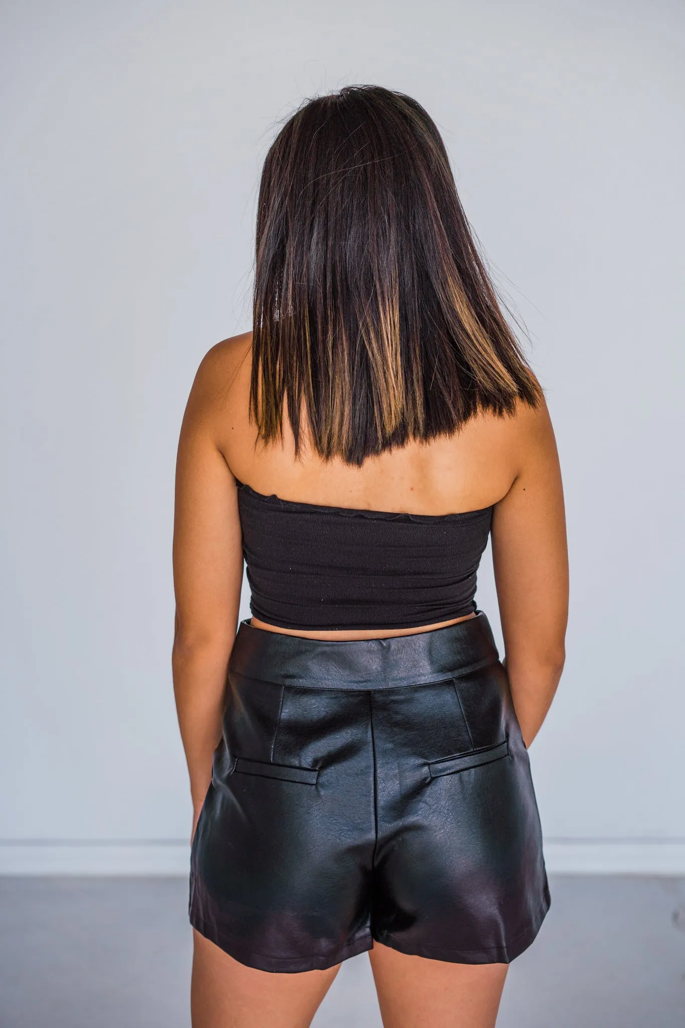 Basic Smocked Knit Tube Top - Black