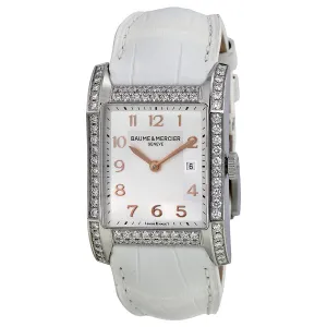 Baume and Mecier Hampton Milleis Opaline Silver Alligator Leather Ladies Watch 10025