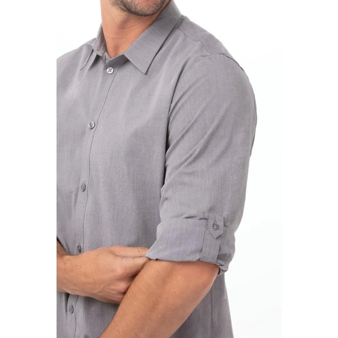 BB336-S Chef Works Urban Modern Chambray Shirt Grey Size S