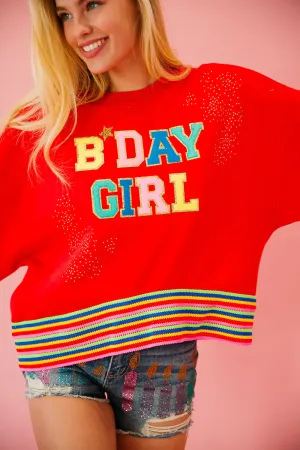 BDAY GIRL RED RIBBON PULLOVER