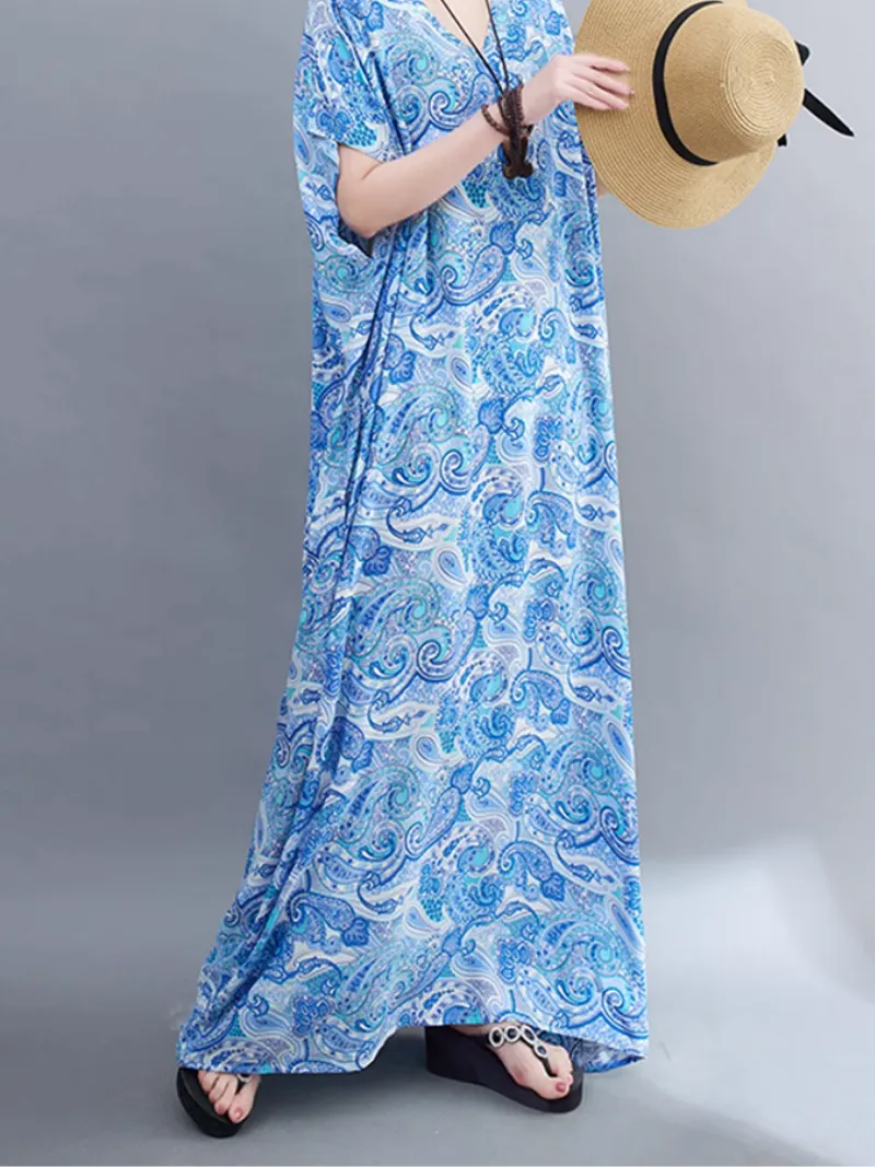 Beach Goddess Casual Printed Kaftan Dress