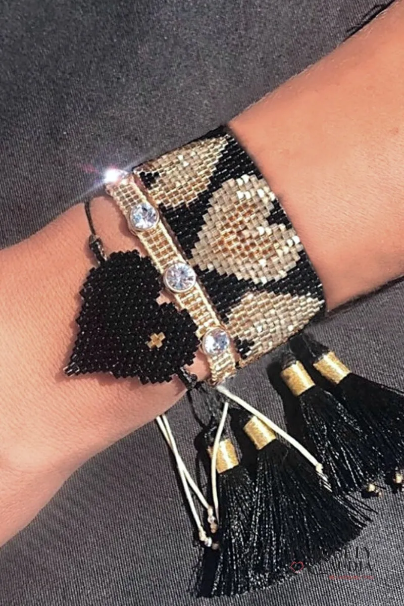 Beaded Golden Heart Bracelet Set