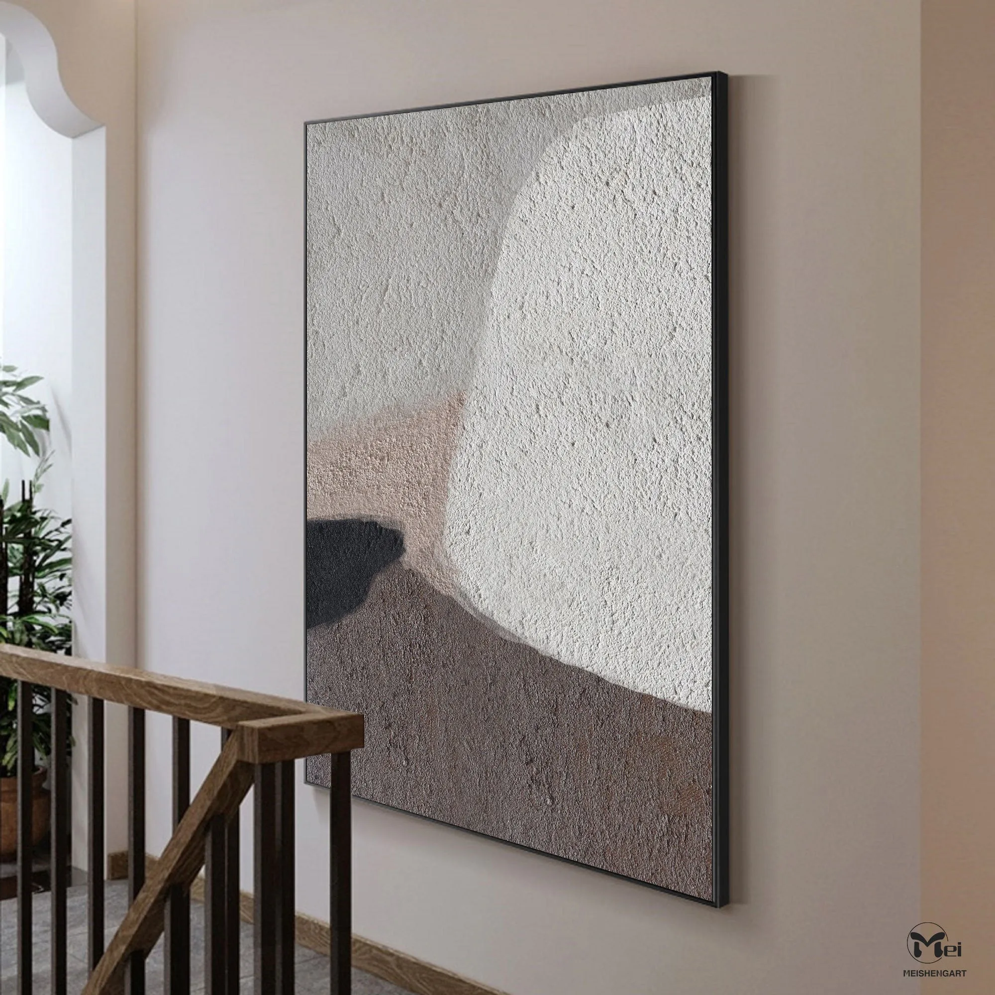 Beige Brown Abstract Painting On Canvas Living Room Art Ap109